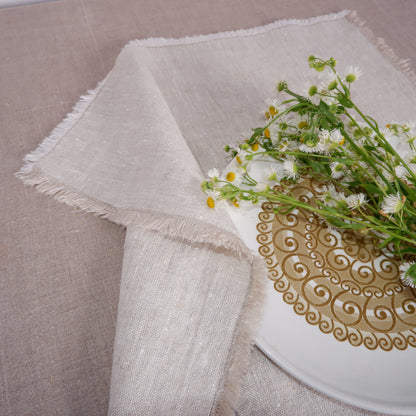 Oatmeal linen napkin - frayed edges
