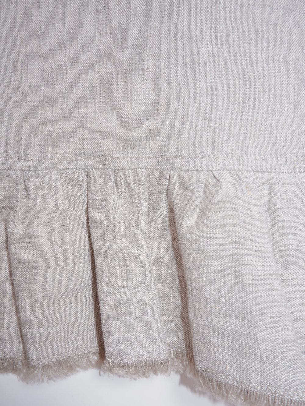 Oatmeal linen curtains - with ruffles - rod pocket