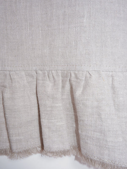 Oatmeal linen curtains - with ruffles - rod pocket