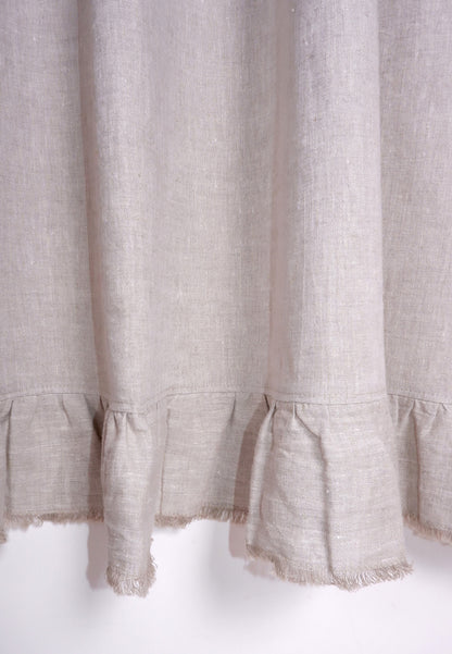 Oatmeal linen curtains - with ruffles - rod pocket