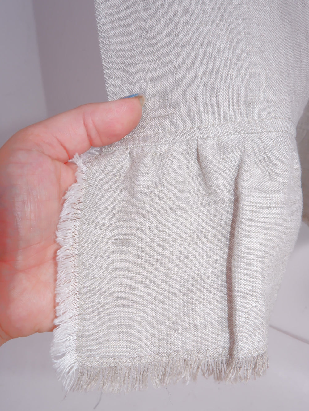 Oatmeal linen curtains - with ruffles - rod pocket