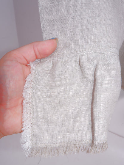Oatmeal linen curtains - with ruffles - rod pocket