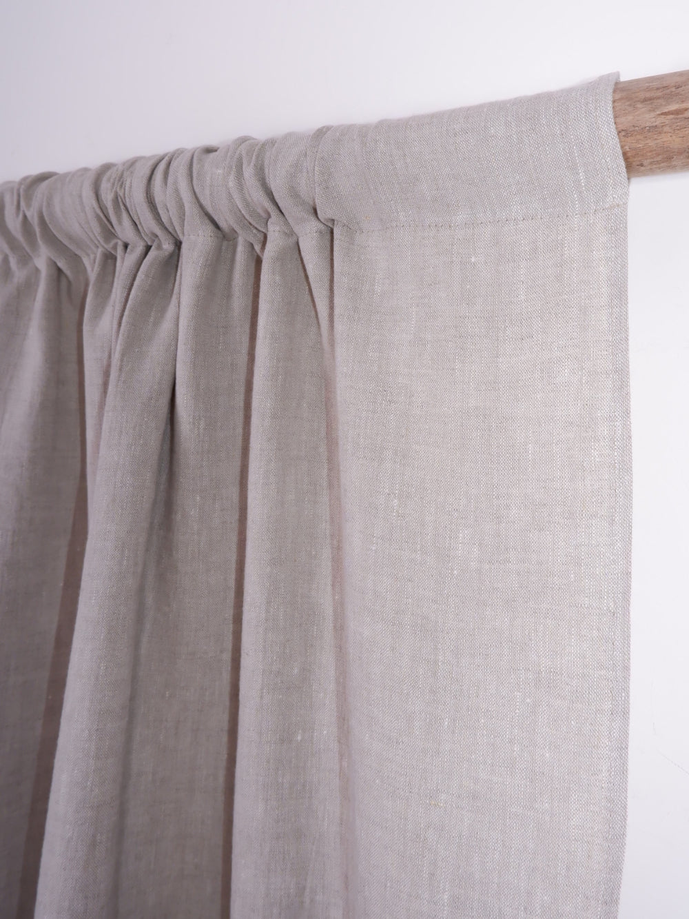 Oatmeal linen curtains - with ruffles - rod pocket