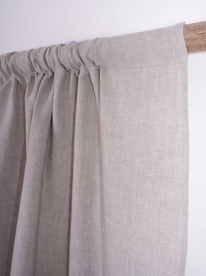Oatmeal linen curtains - with ruffles - rod pocket