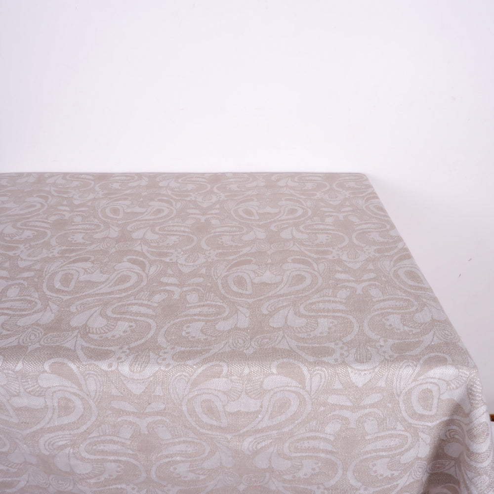 Wide linen tablecloth - natural jacquard