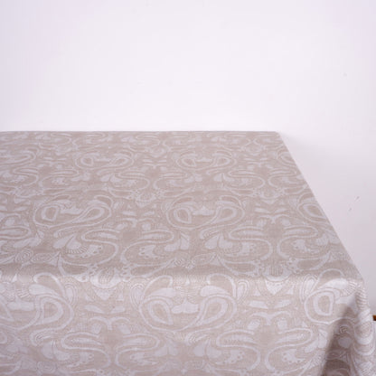 Wide linen tablecloth - natural jacquard