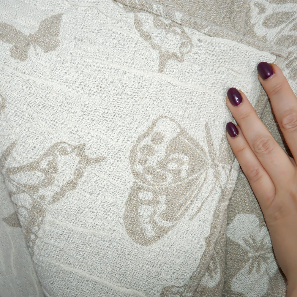 Double-faced - Linen Bath towel - Butterflies
