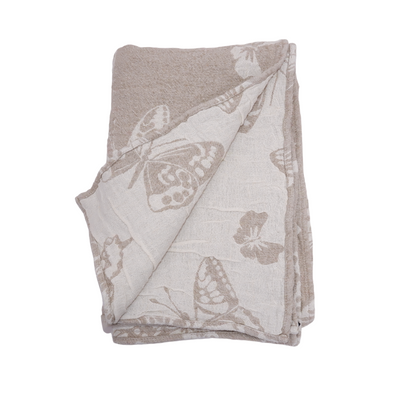 Double-faced - Linen Bath towel - Butterflies