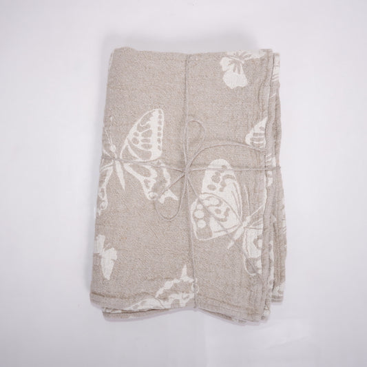 Double-faced - Linen Bath towel - Butterflies