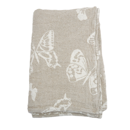 Double-faced - Linen Bath towel - Butterflies