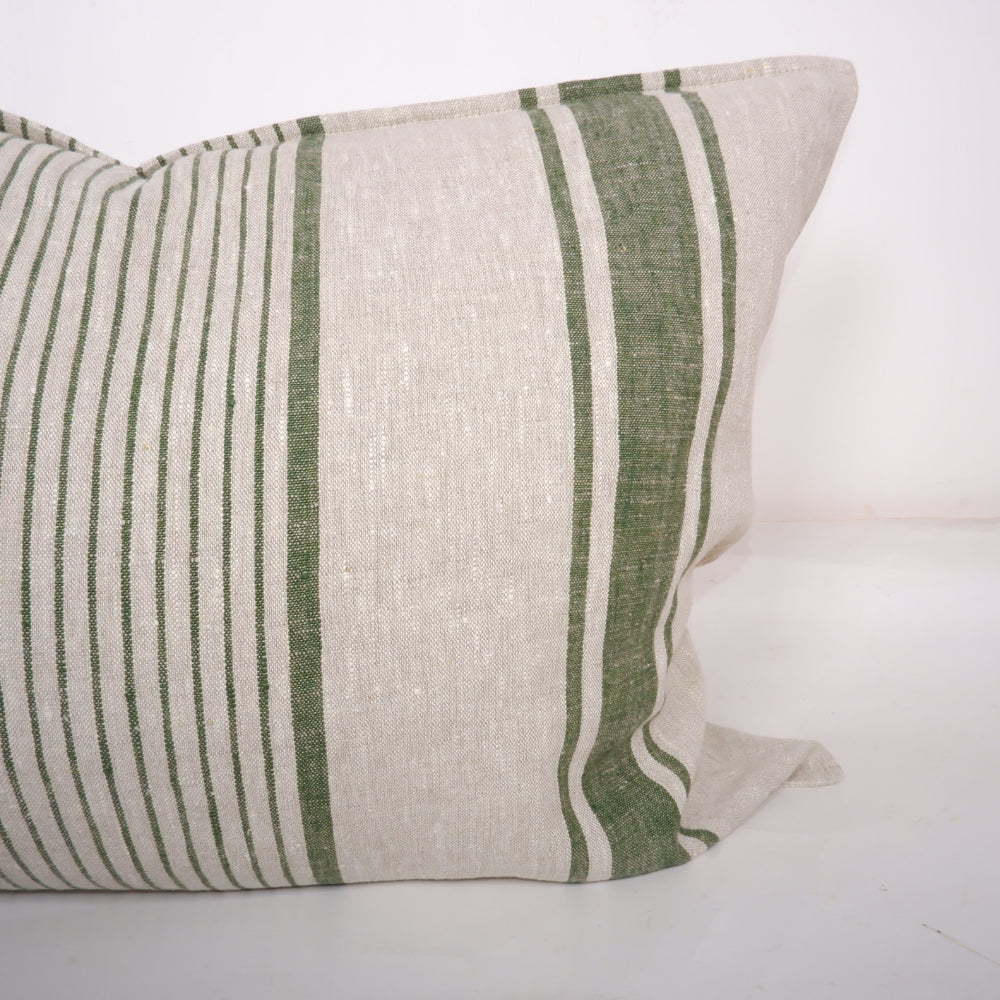 Green Striped  - Village - linen pillowcase