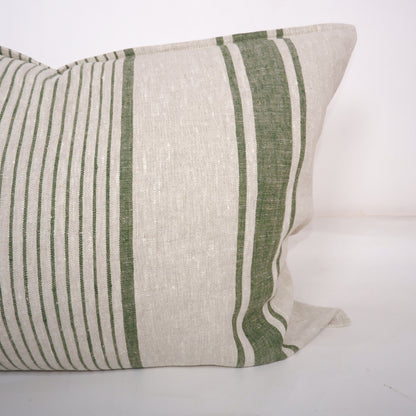 Green Striped  - Village - linen pillowcase