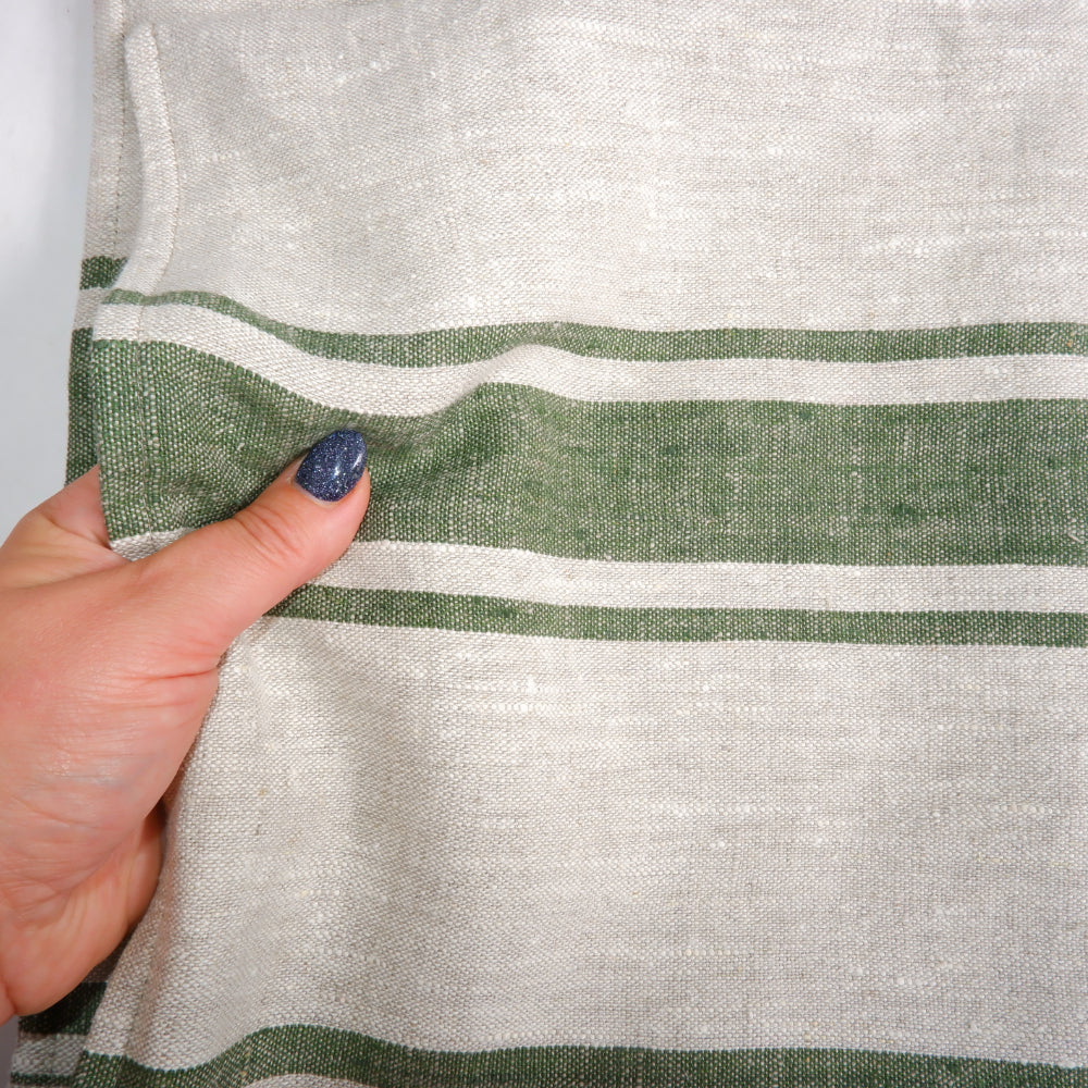 Green Striped  - Village - linen pillowcase