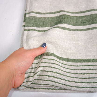 Green Striped  - Village - linen pillowcase
