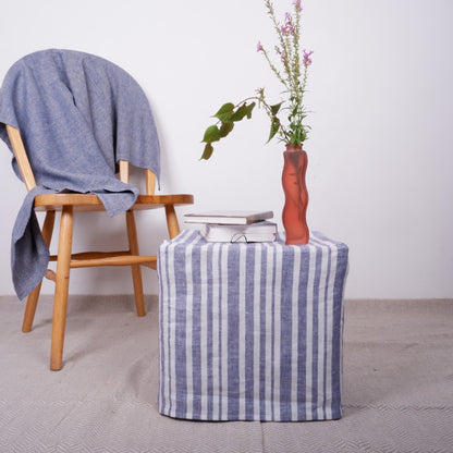 Linen ottoman slipcover - Nautical stripes