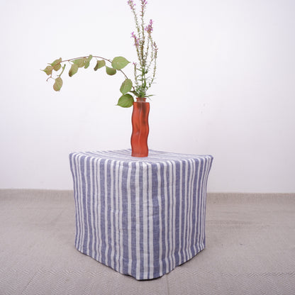 Linen ottoman slipcover - Nautical stripes