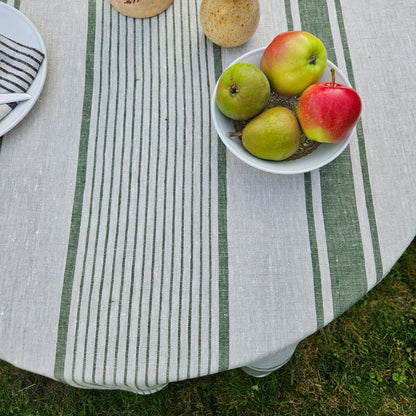 Round linen tablecloth - Village green