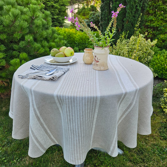 Round linen tablecloth - Village Natural