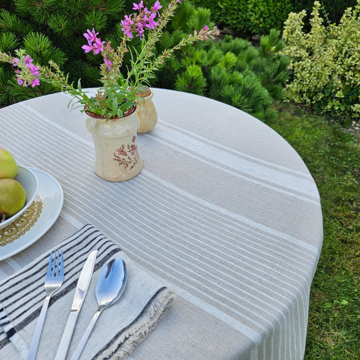 Round linen tablecloth - Village Natural