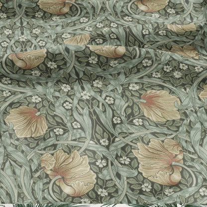 100% LINEN fabric - William Morris Pimpernel bayleaf green - British Victorian flax - sewing upholstery home decor or clothing 3820