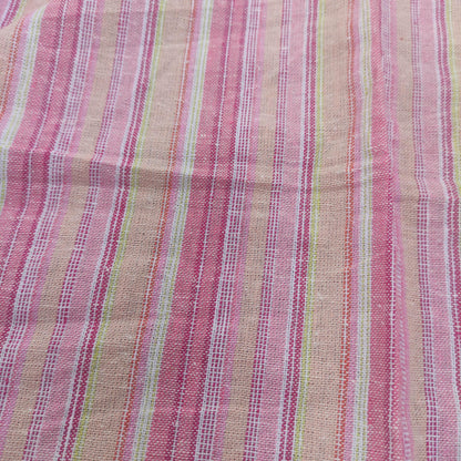 Premium Linen Santorini striped Fabric in red pink white | Medium weight multicolor stripes in red T138