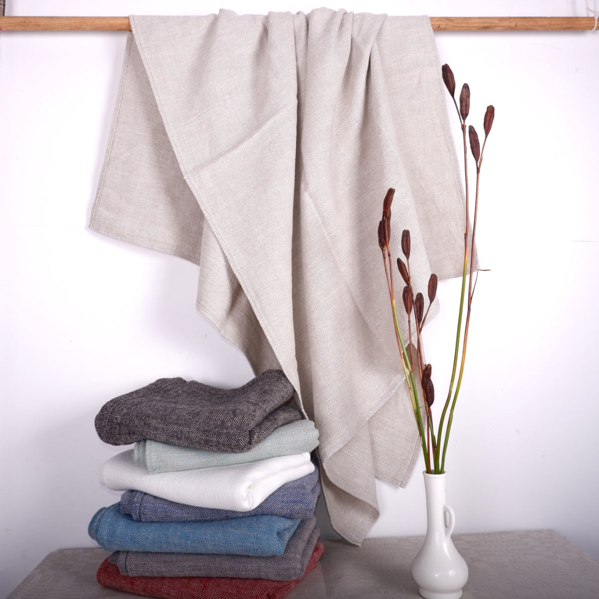 Herringbone - multicolor - linen towels