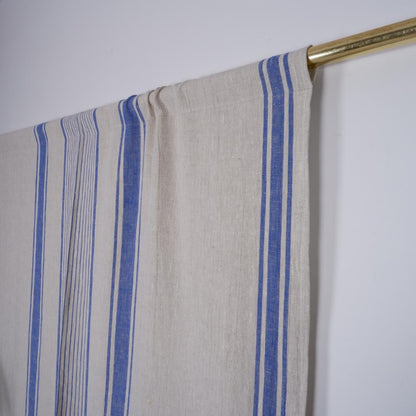 Village Blue - Linen curtains - with rod pocket