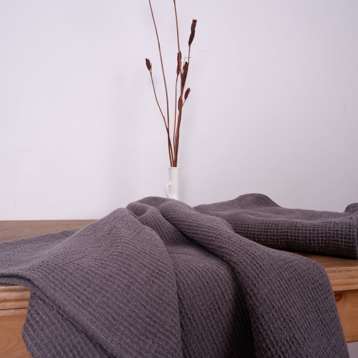 Waffle Grey  - Linen bath towel
