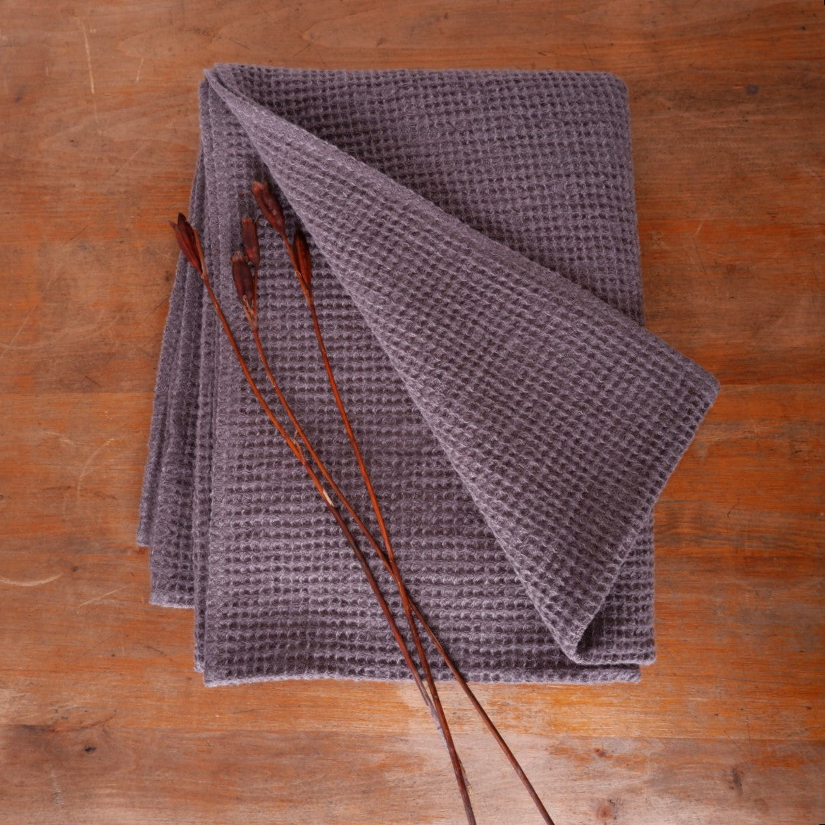 Waffle Grey  - Linen bath towel