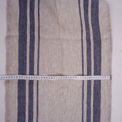 Navy stripes in linen fabric - sack weave - Grainsack - 048A