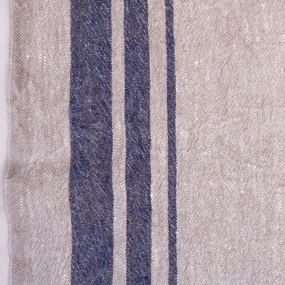 Navy stripes in linen fabric - sack weave - Grainsack - 048A