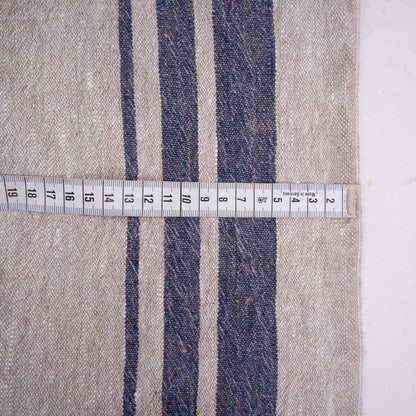 Navy stripes in linen fabric - sack weave - Grainsack - 048A