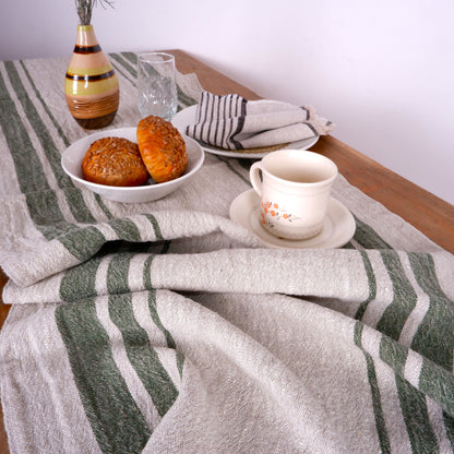 Navy stripes  - linen table runner - Grainsack