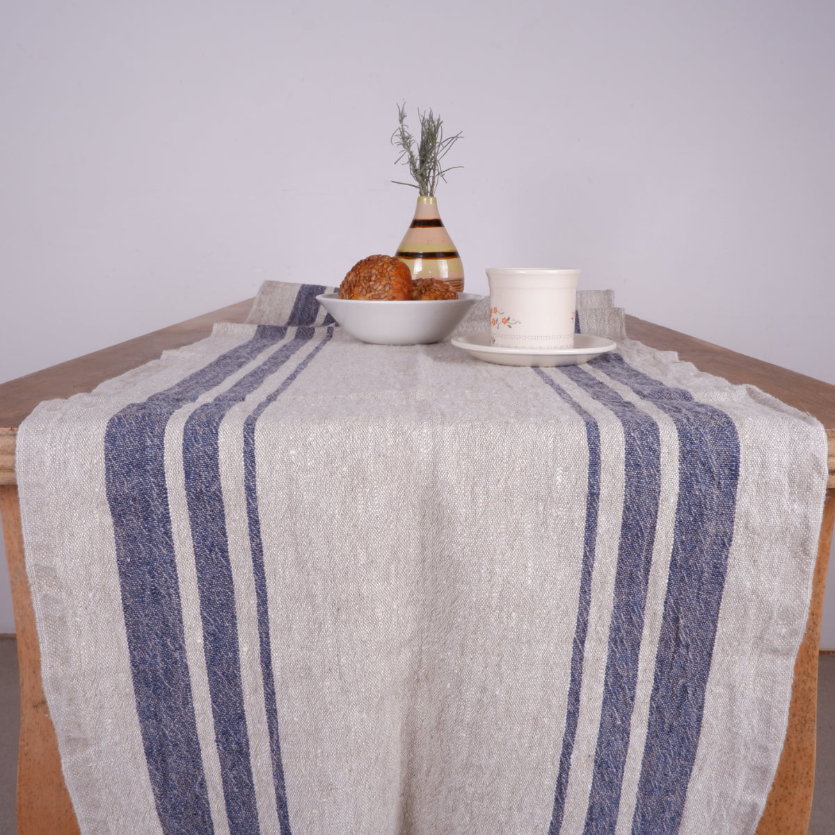 Navy stripes  - linen table runner - Grainsack