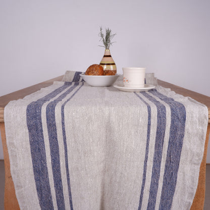Navy stripes  - linen table runner - Grainsack