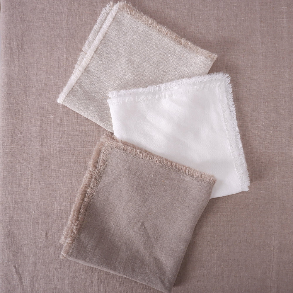 Natural linen napkin - frayed edges