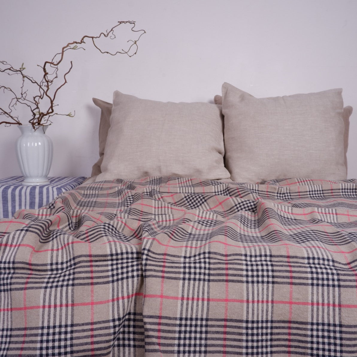 Brown checks linen blanket