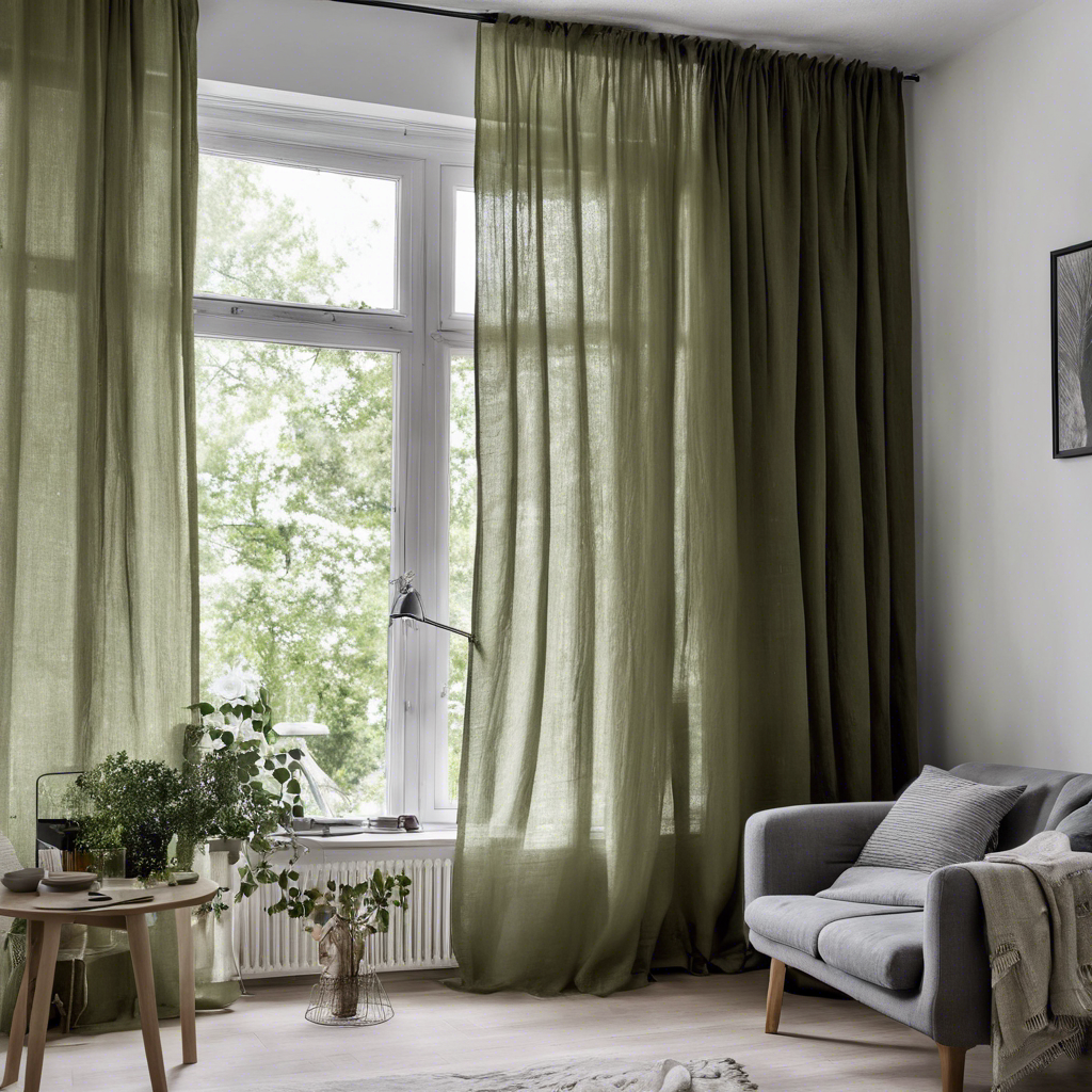 Sheer Linen curtains with rod pocket Natural