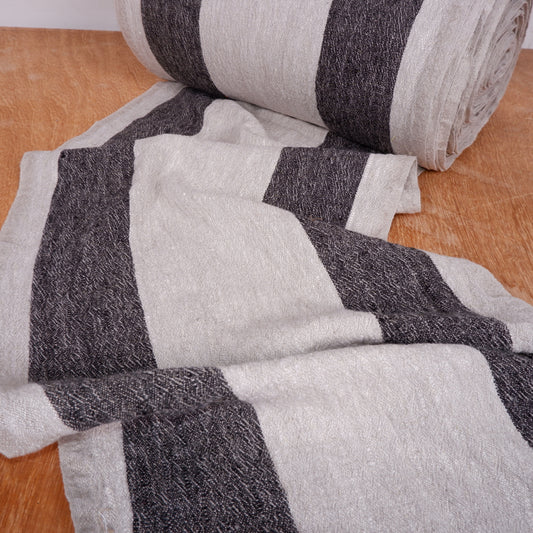 Black natur  - sack weave - linen fabric - Tuscany - 049A