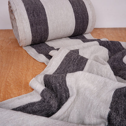 Black natur  - sack weave - linen fabric - Tuscany - 049A
