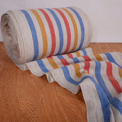 Multicolor stripes - sack weave - linen fabric - French stripes - 052A