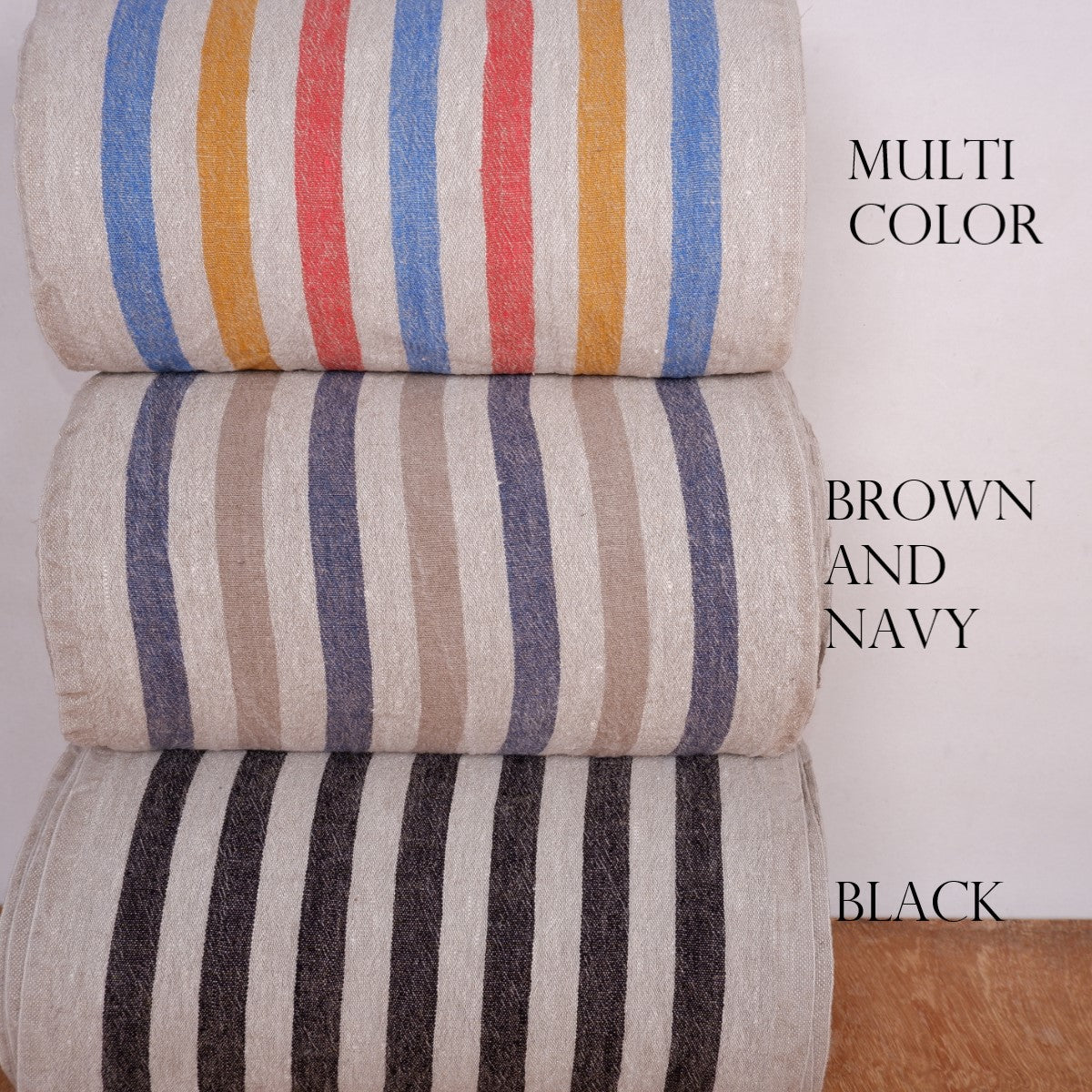 Multicolor stripes - sack weave - linen fabric - French stripes - 052A