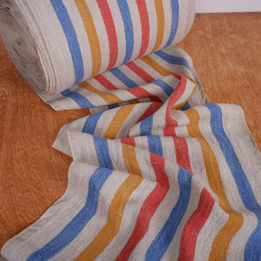 Multicolor stripes - sack weave - linen fabric - French stripes - 052A