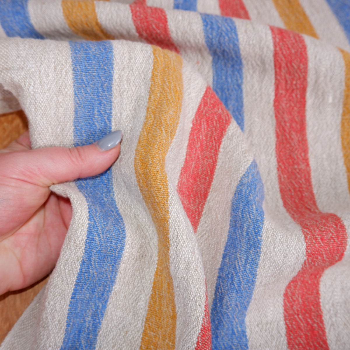 Multicolor stripes - sack weave - linen fabric - French stripes - 052A
