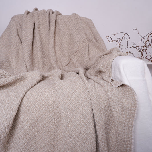 Natural - linen blanket - bed cover