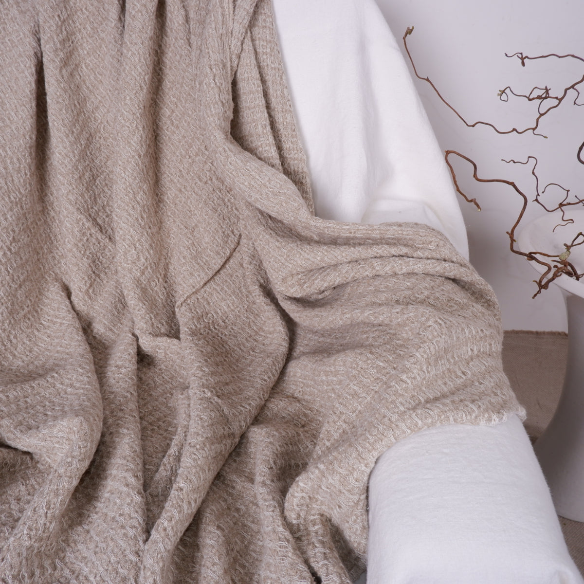 Natural - linen blanket - bed cover