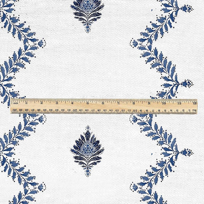 100% linen fabric floral botanical zigzag stripe print - Vintage modern floral botanical pattern 3428