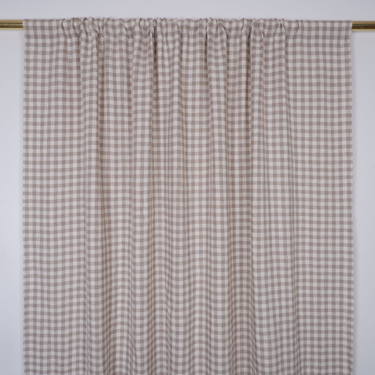 Checkered linen curtains - with rod pocket