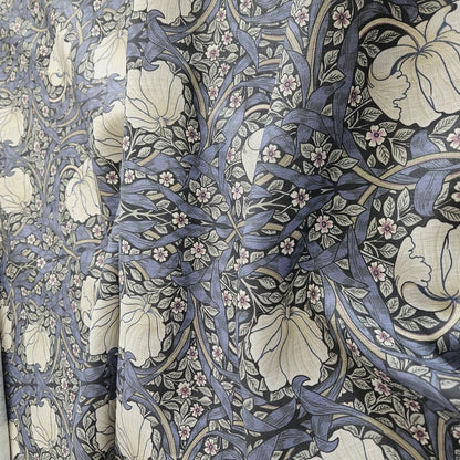 Floral linen fabric - William Morris Pimpernel blue - WM203A