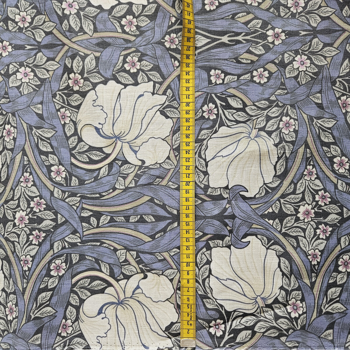 Floral linen fabric - William Morris Pimpernel blue - WM203A